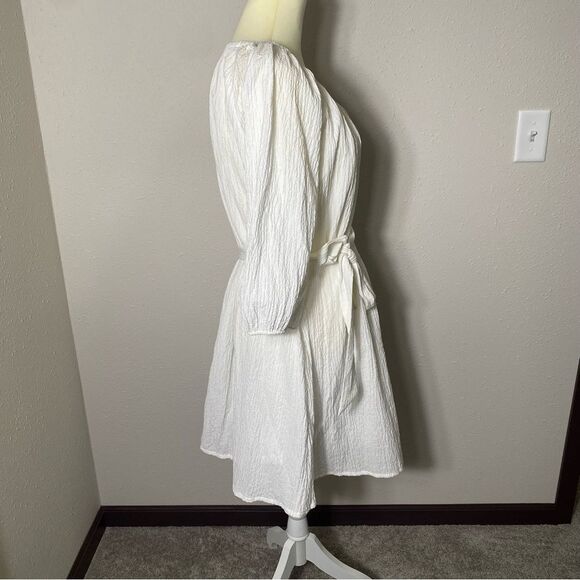 Elizabeth & James White Muslin Belted Mini Dress Women's Size Medium - Picture 12 of 15